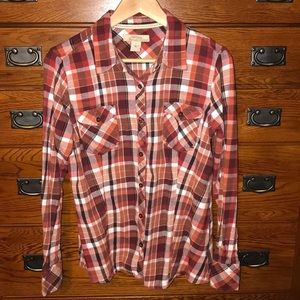 Button up plaid flannel shirt